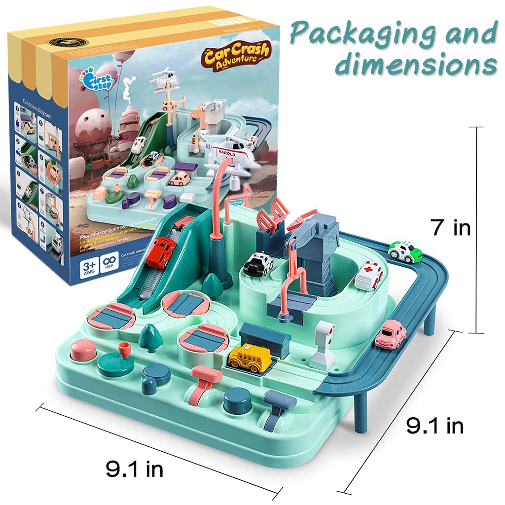 PATPAT Car Race Tracks Toy for Boys Girls Kids, City Rescue Preschool Educational Toy with Random 4 Car Toys, Parent-Child Interactive Car Playsets for 3-8 Years Old Toddlers Boys Girls (Green) PATPAT Car Race Tracks Toy for Boys Girls Kids, City Rescue Preschool Educational Toy with Random 4 Car Toys, Parent-Child Interactive Car Playsets for 3-8 Years Old Toddlers Boys Girls (Green)